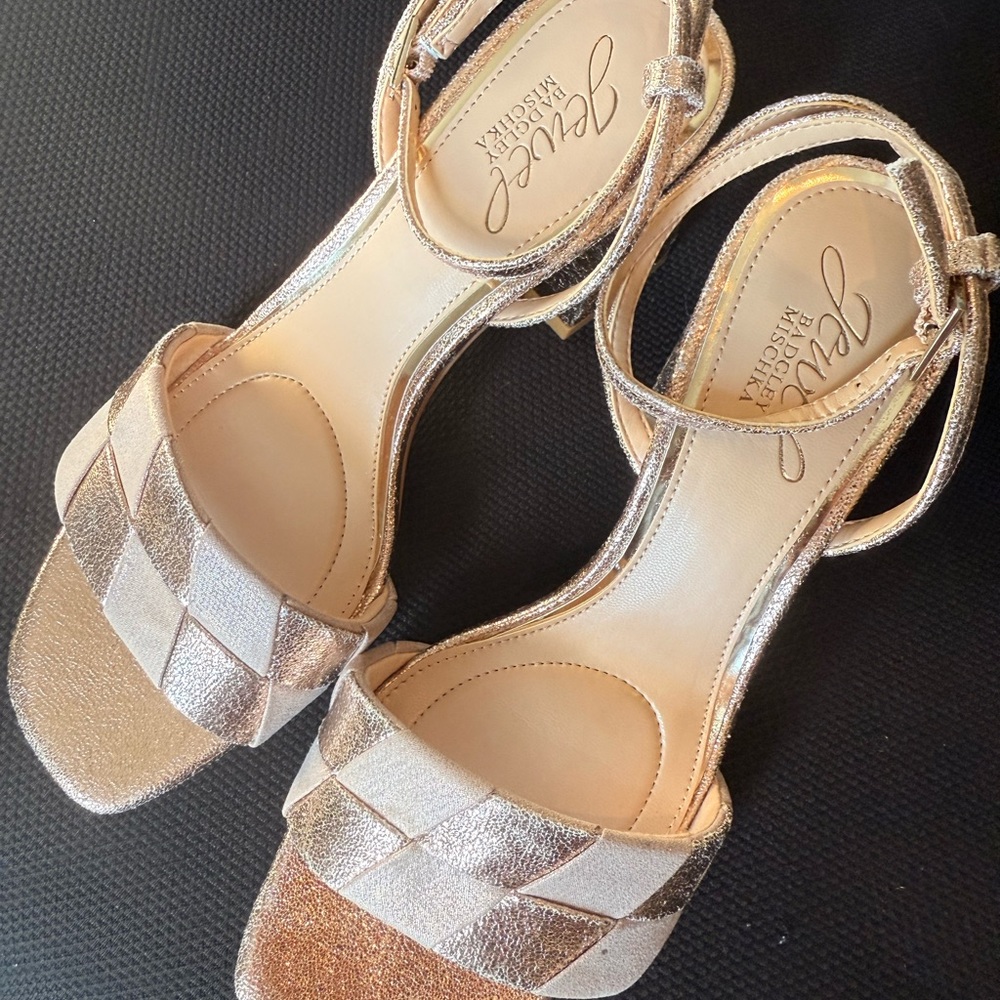 Jewel Badgley Mischka Gold and Cream Sandals